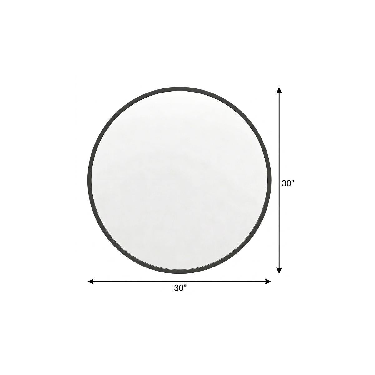 30" Black Aluminum Round Framed Accent Mirror