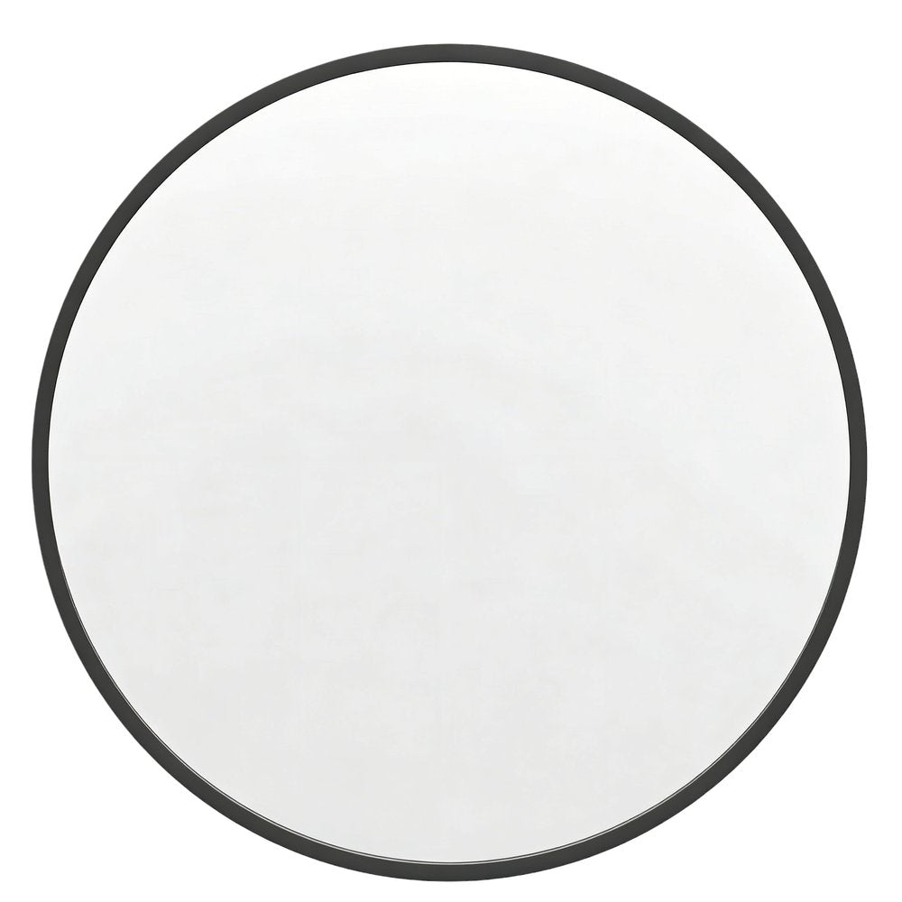 30" Black Aluminum Round Framed Accent Mirror