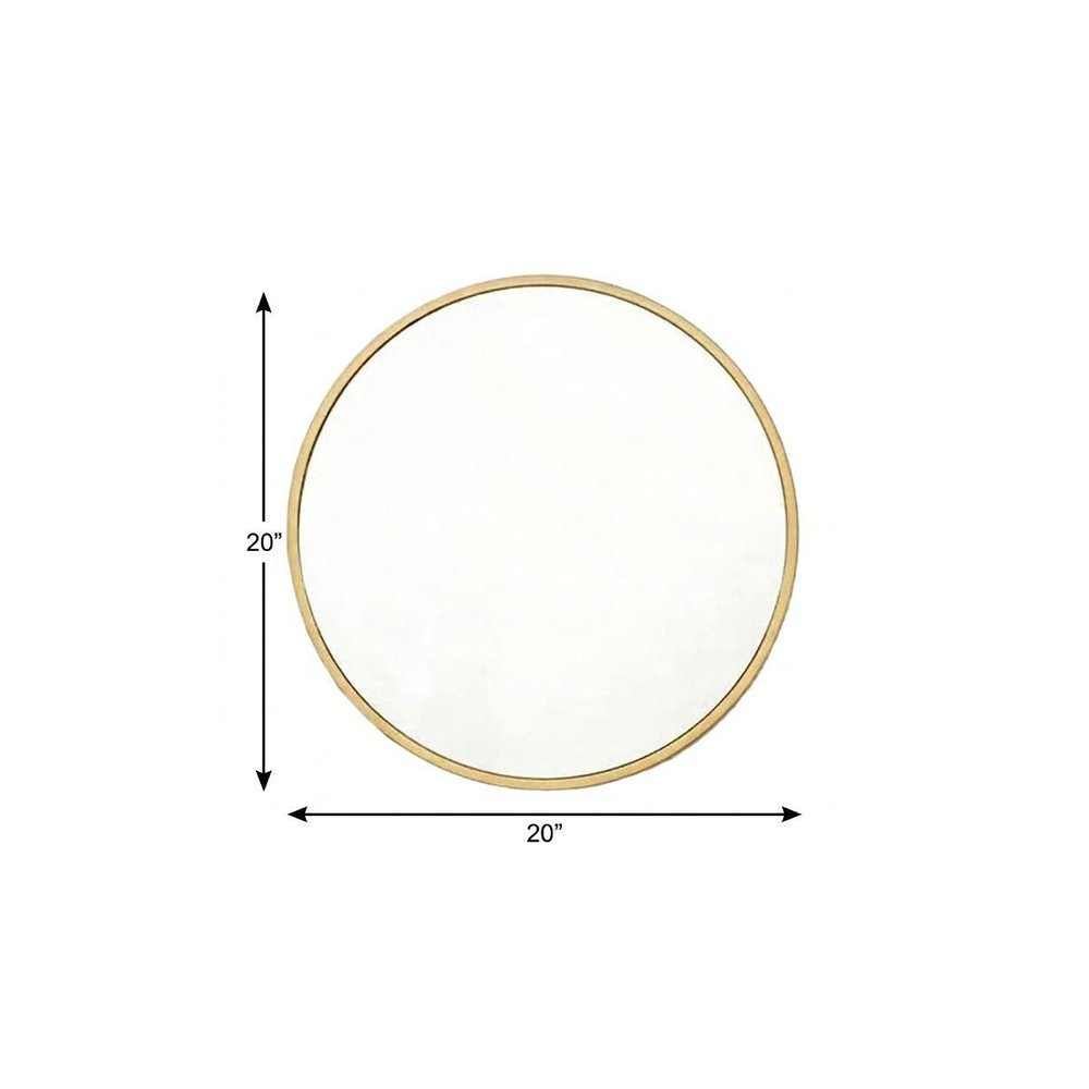 20" Gold Aluminum Round Framed Accent Mirror