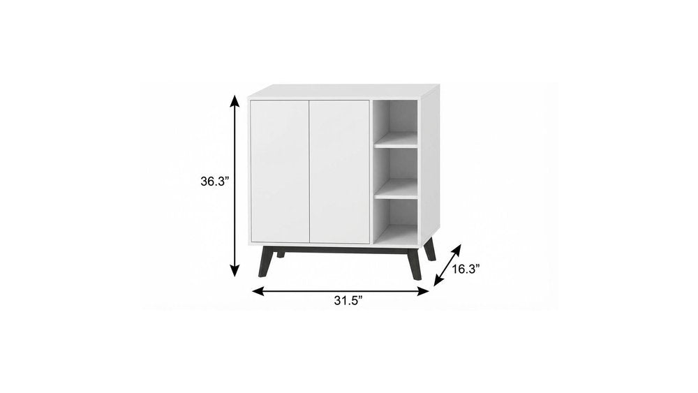 32" White Wood Sideboard With Two Doors