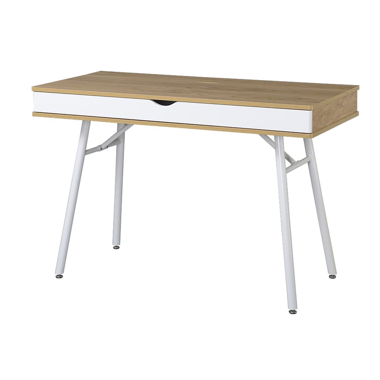 45" Oak and White Wood and Steel Computer Desk