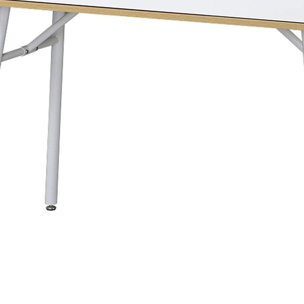 45" Oak and White Wood and Steel Computer Desk