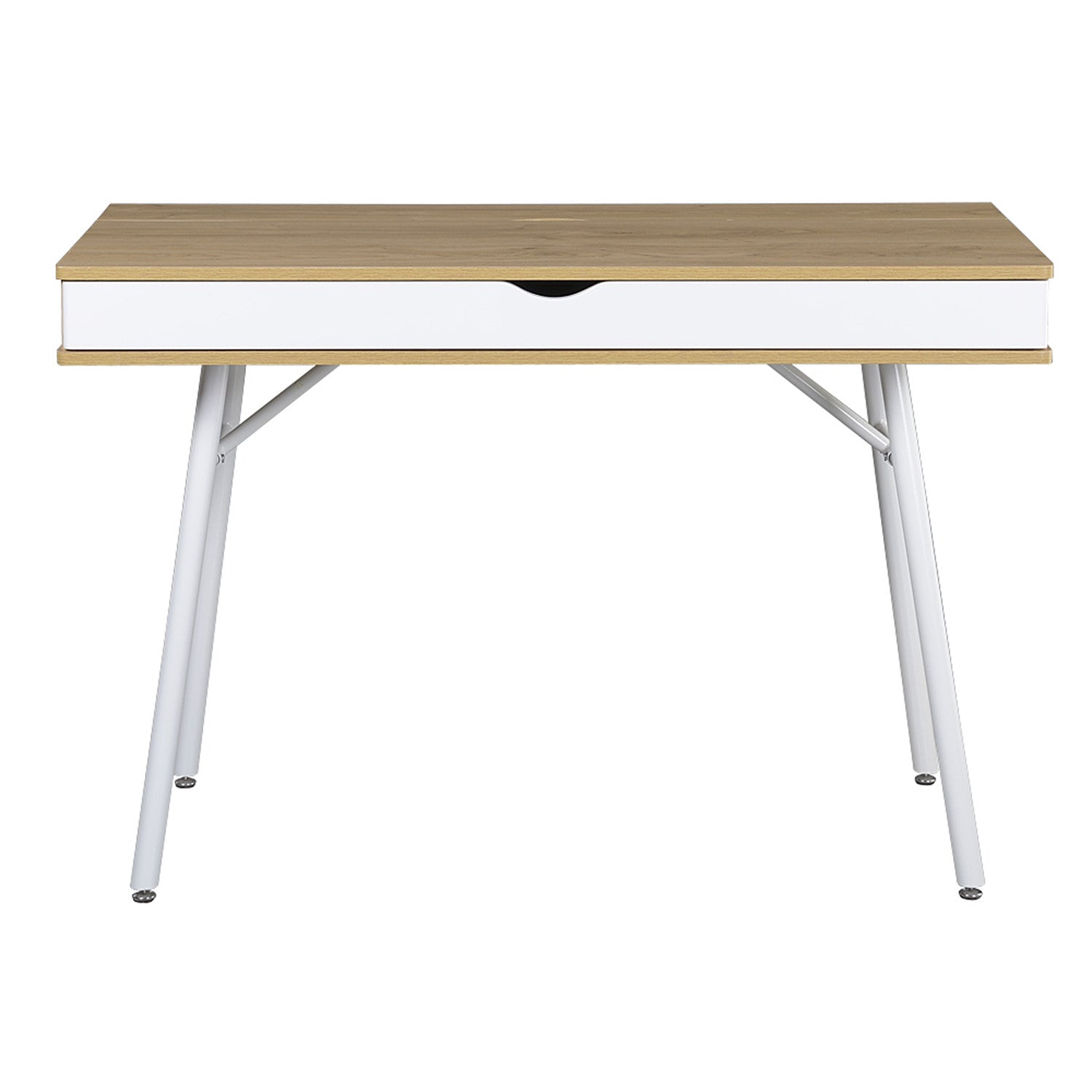 45" Oak and White Wood and Steel Computer Desk