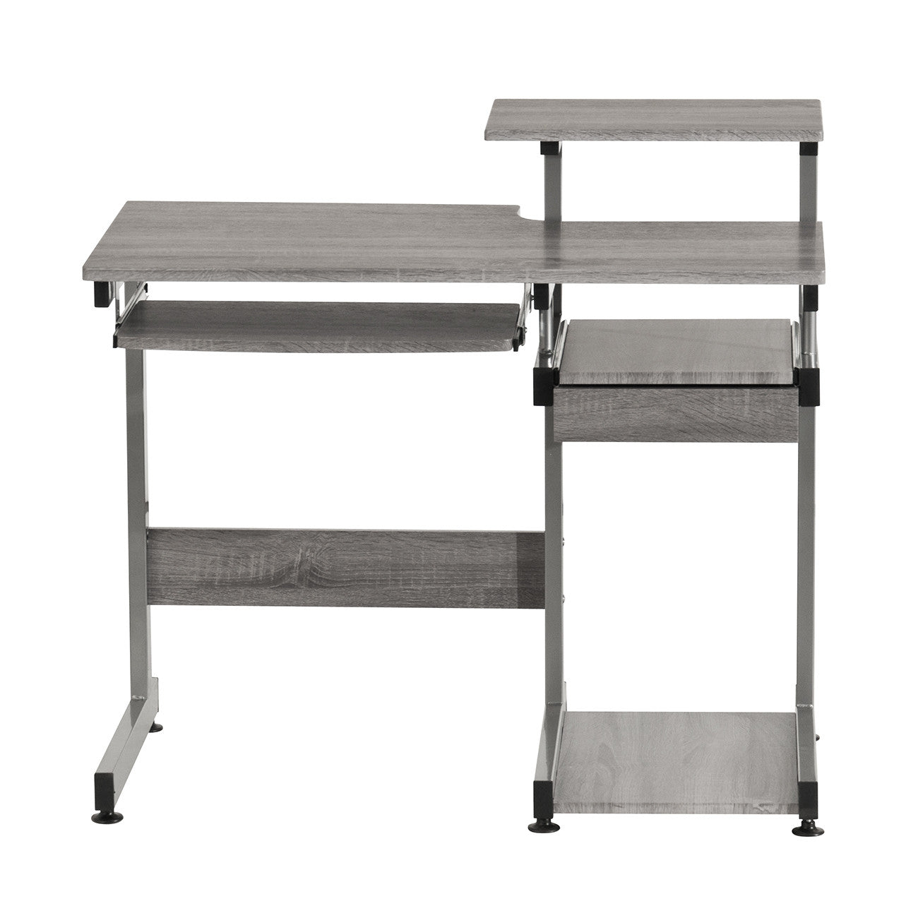 38" Gray and Silver Wood and Steel Sled Computer Desk
