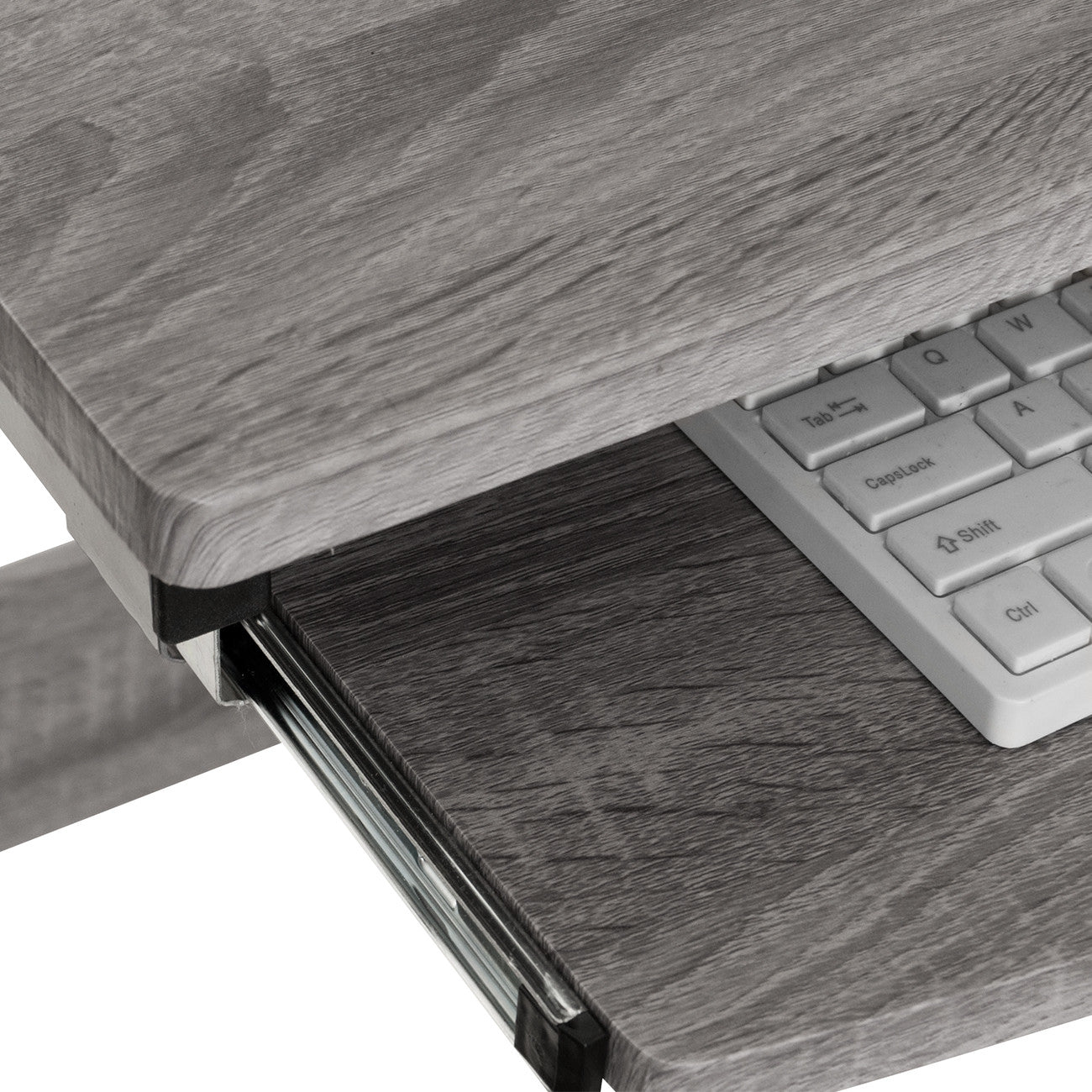 38" Gray and Silver Wood and Steel Sled Computer Desk