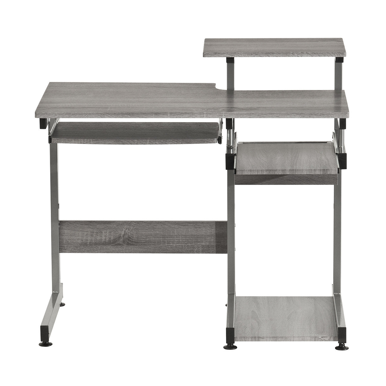 38" Gray and Silver Wood and Steel Sled Computer Desk