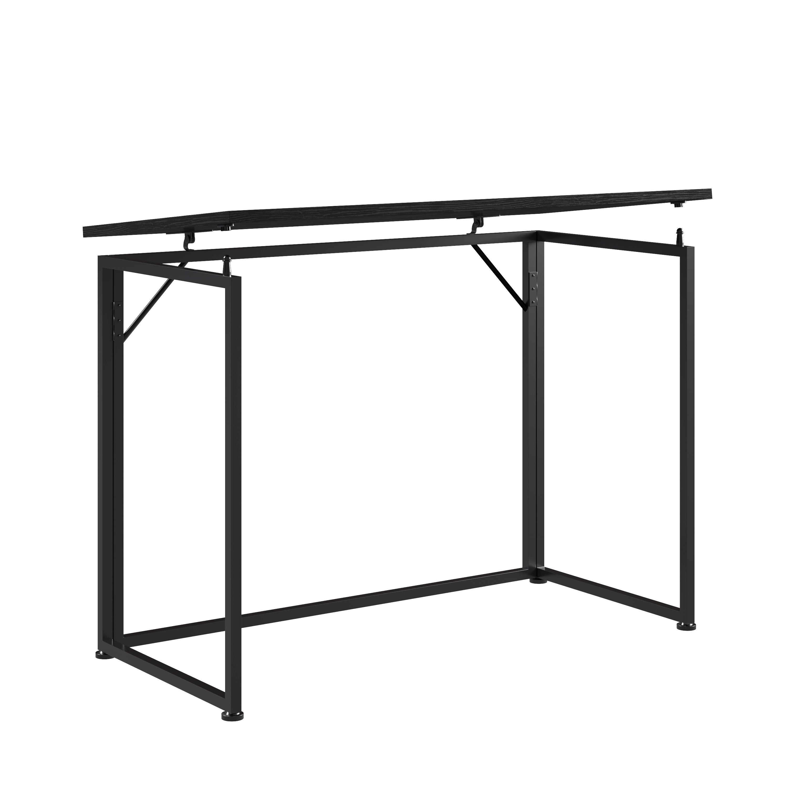 40" Black Wood and Steel Folding Sled Computer Desk