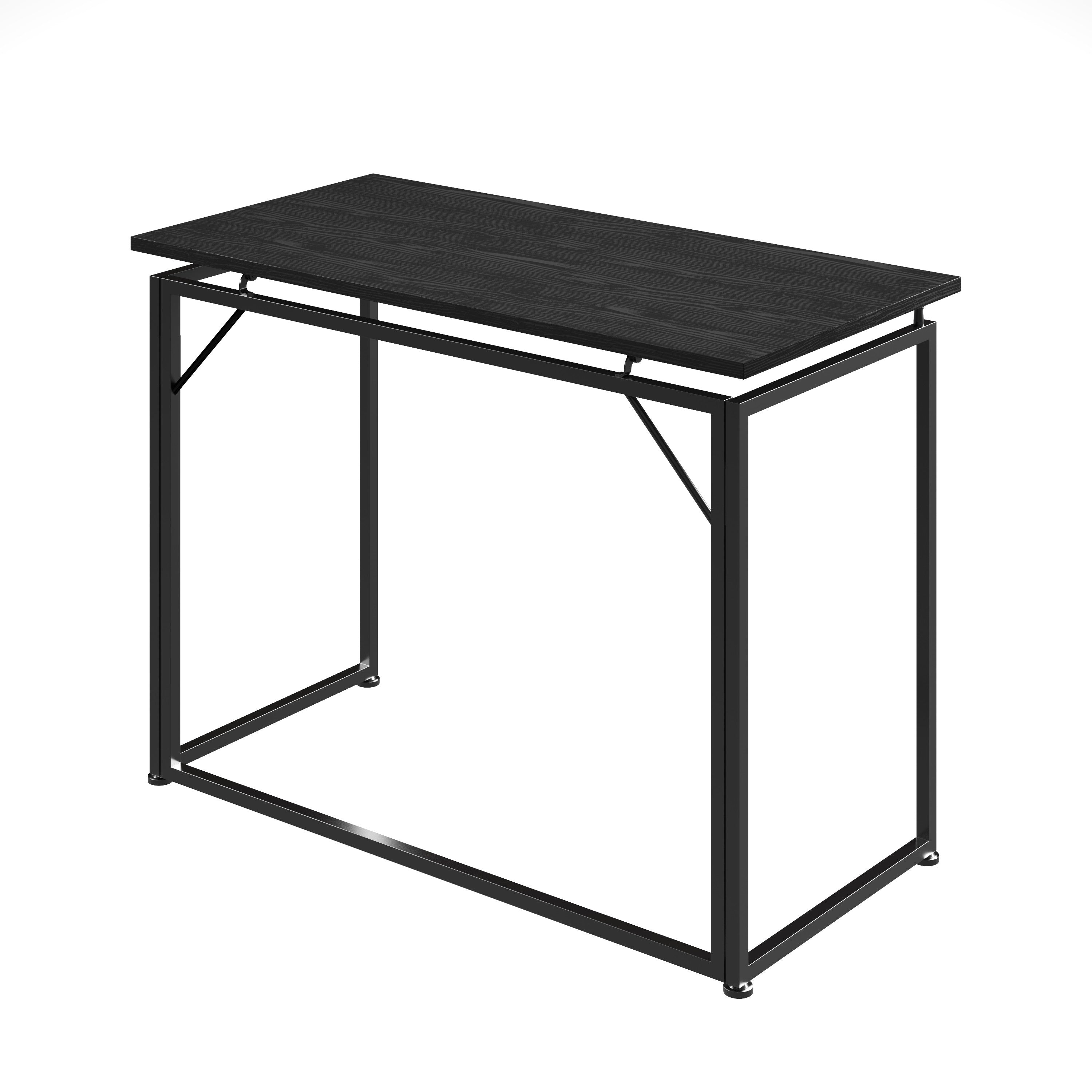 40" Black Wood and Steel Folding Sled Computer Desk