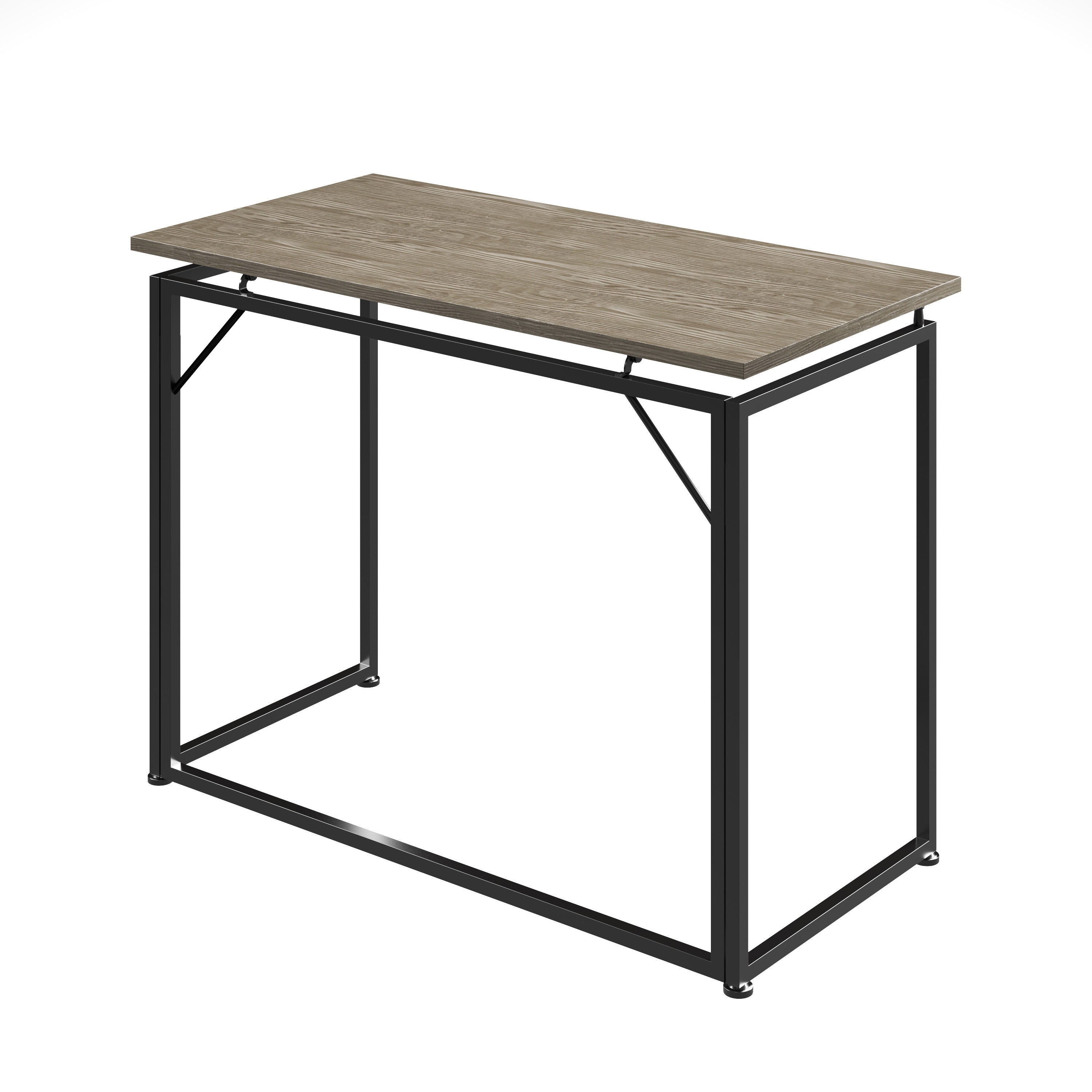 40" Gray and Black Wood and Steel Folding Computer Desk