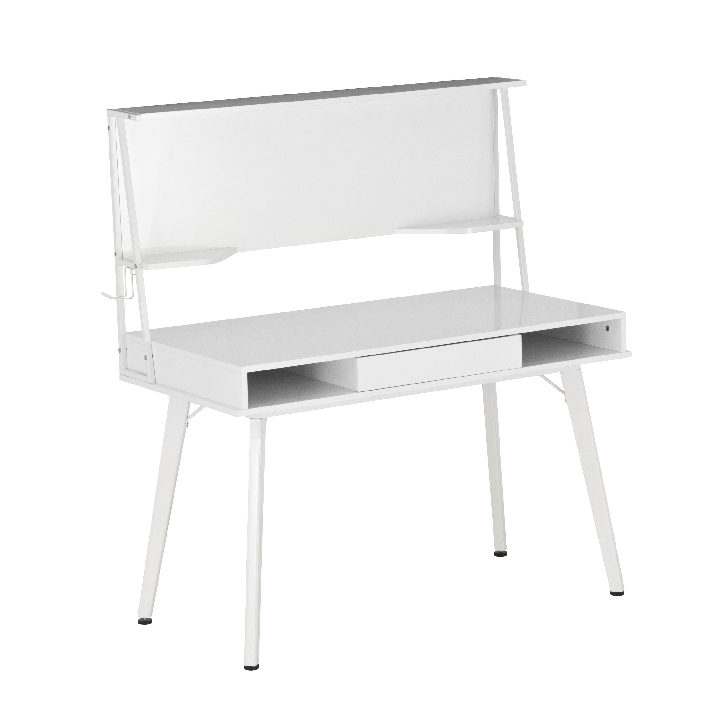47" White Wood Computer Desk With Magnetic Dry Erase Board