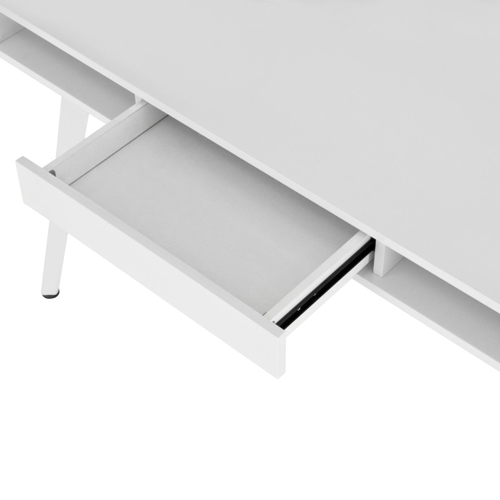 47" White Wood Computer Desk With Magnetic Dry Erase Board