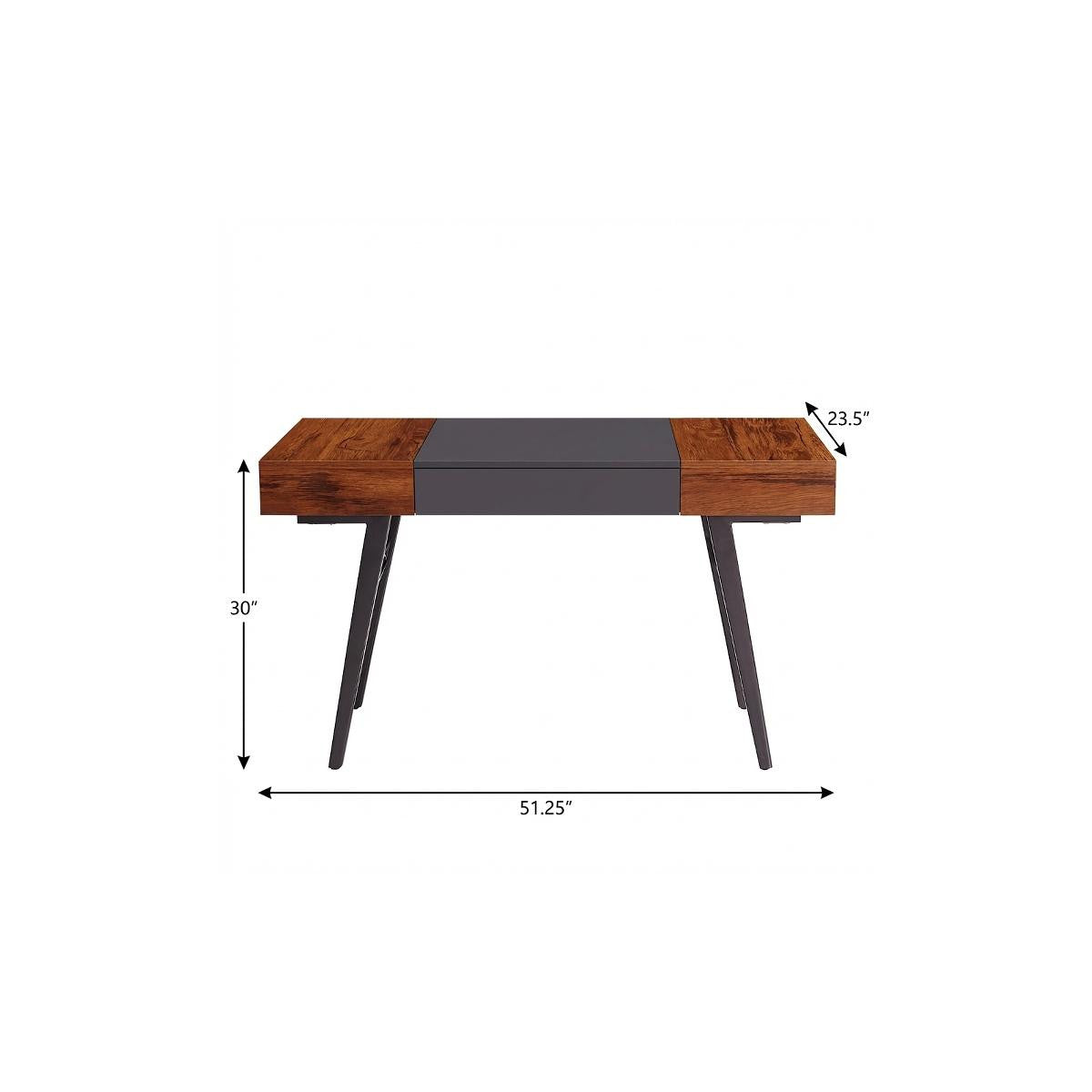 51" Mahogany and Gray Wood and Steel Writing Desk