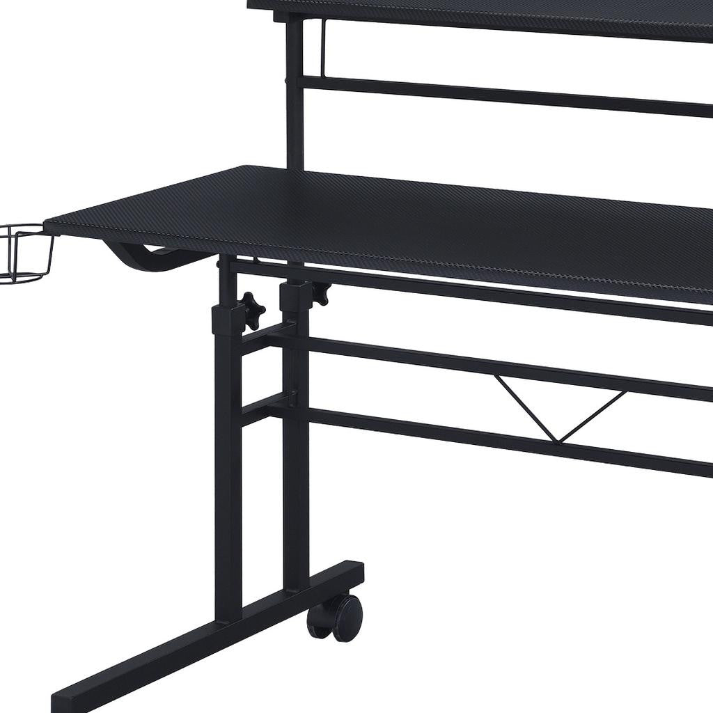 Adjustable Black Wood and Stainless Steel Rolling Writing Desk
