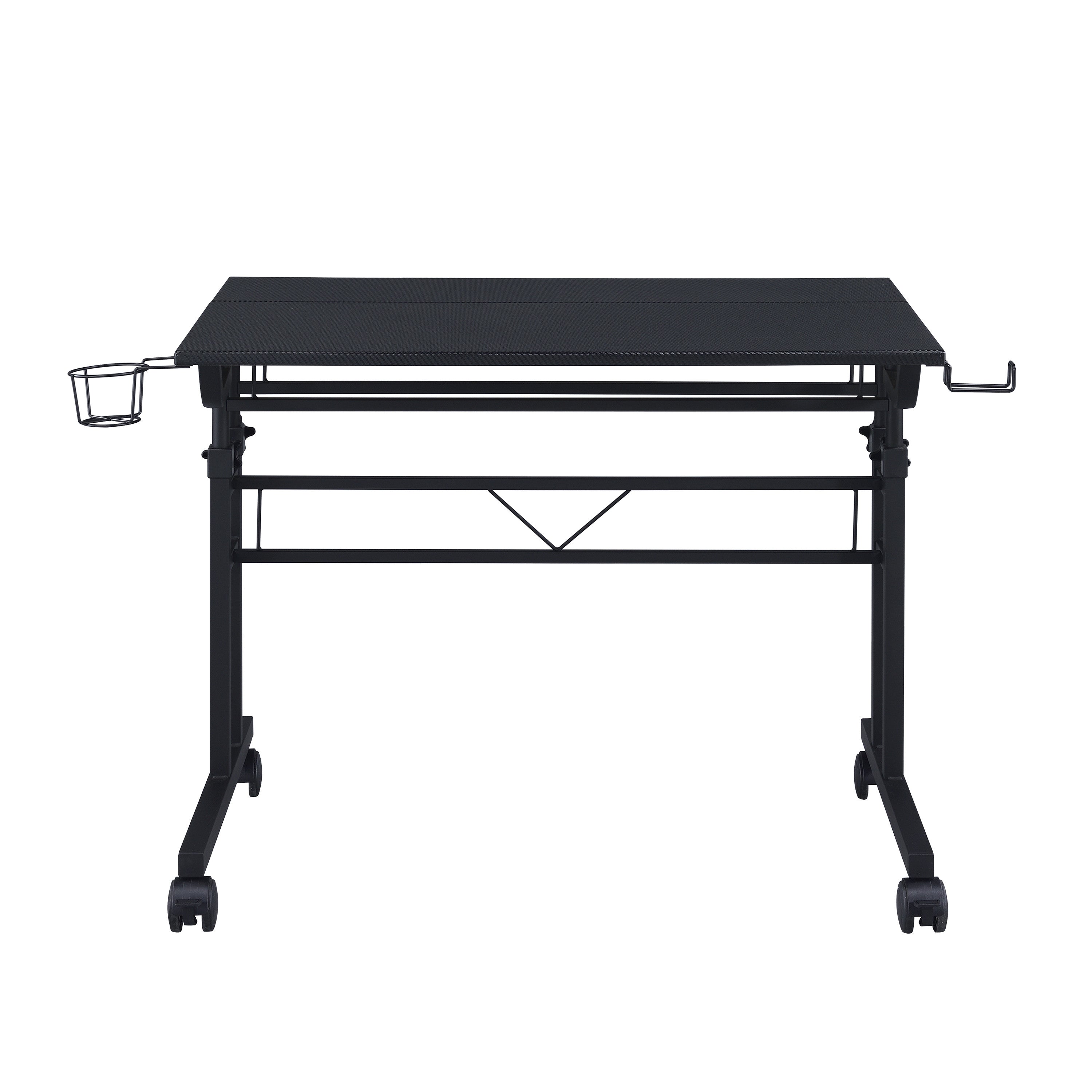 Adjustable Black Wood and Stainless Steel Rolling Writing Desk