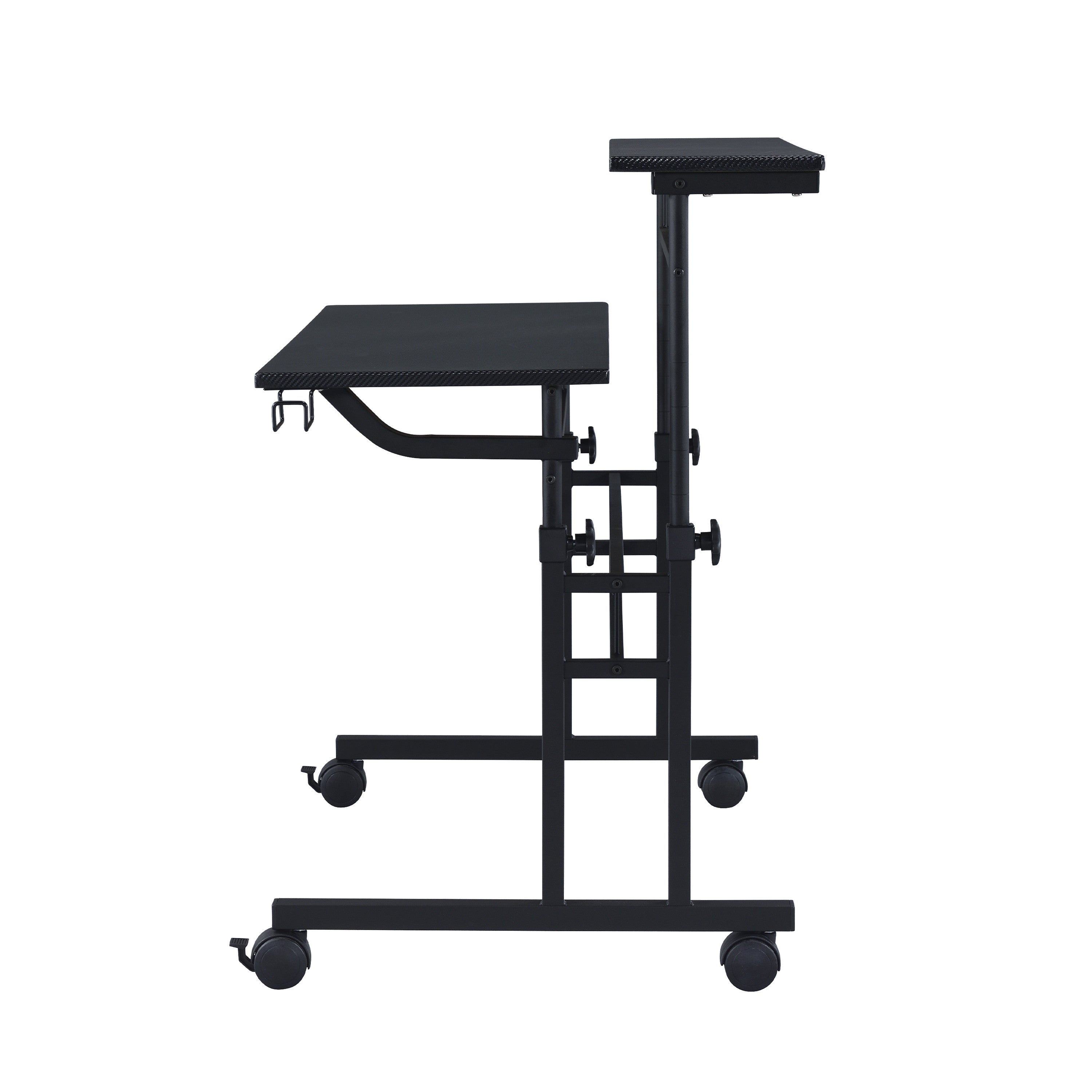 Adjustable Black Wood and Stainless Steel Rolling Writing Desk