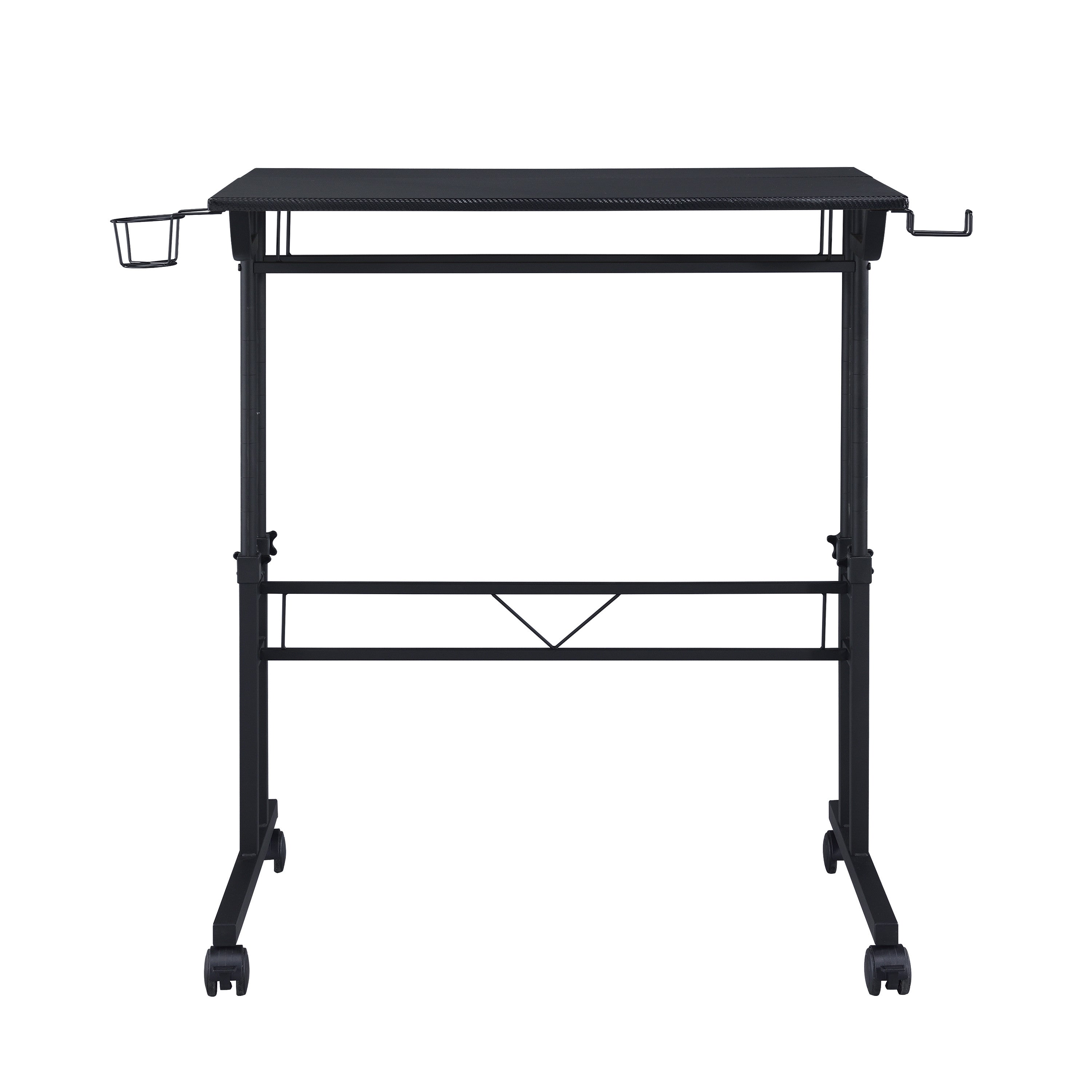 Adjustable Black Wood and Stainless Steel Rolling Writing Desk
