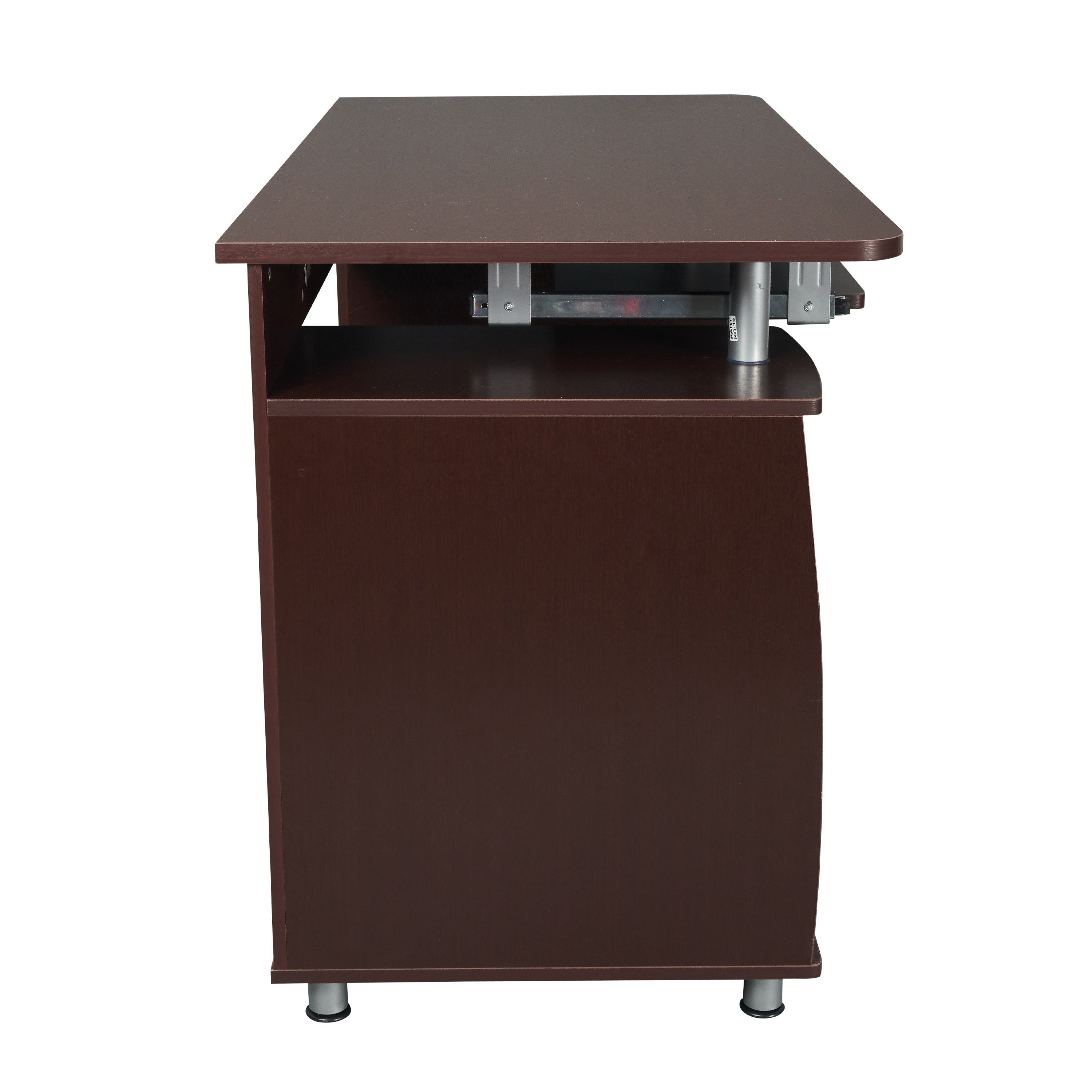 48" Chocolate Wood Pedestal Computer Desk With Two Cabinets And Two Drawers