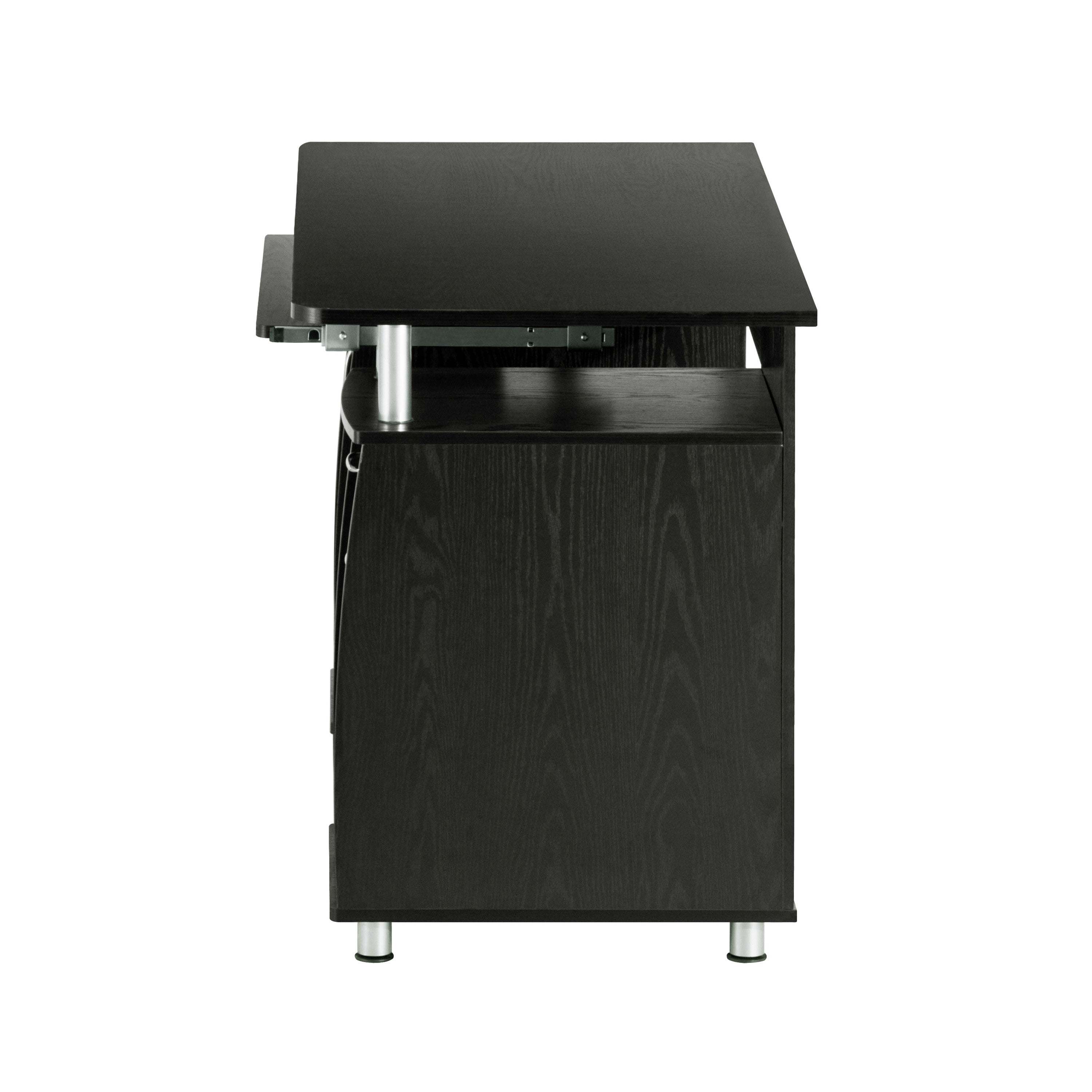 48" Espresso Wood Pedestal Computer Desk With Two Cabinets And Two Drawers