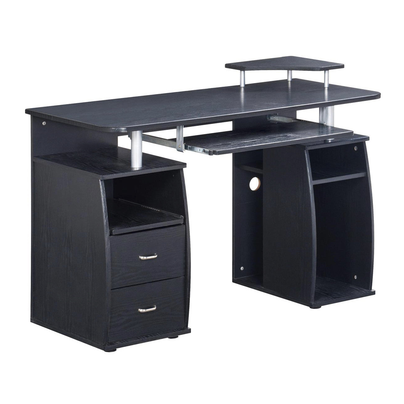 47" Espresso Wood Pedestal Computer Desk With Two Drawers