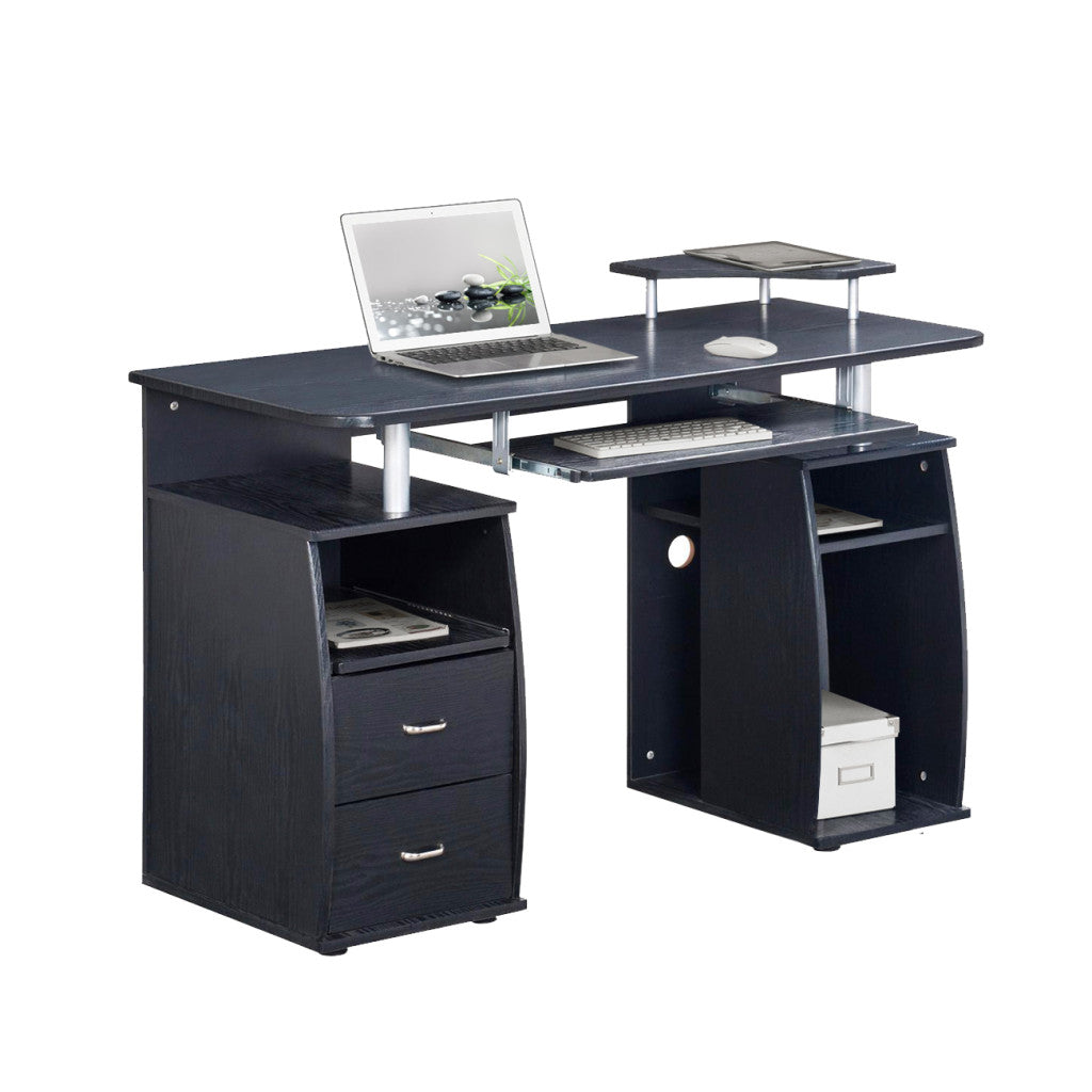 47" Espresso Wood Pedestal Computer Desk With Two Drawers