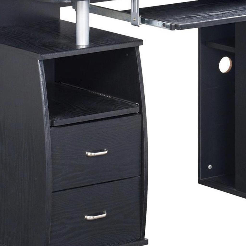 47" Espresso Wood Pedestal Computer Desk With Two Drawers