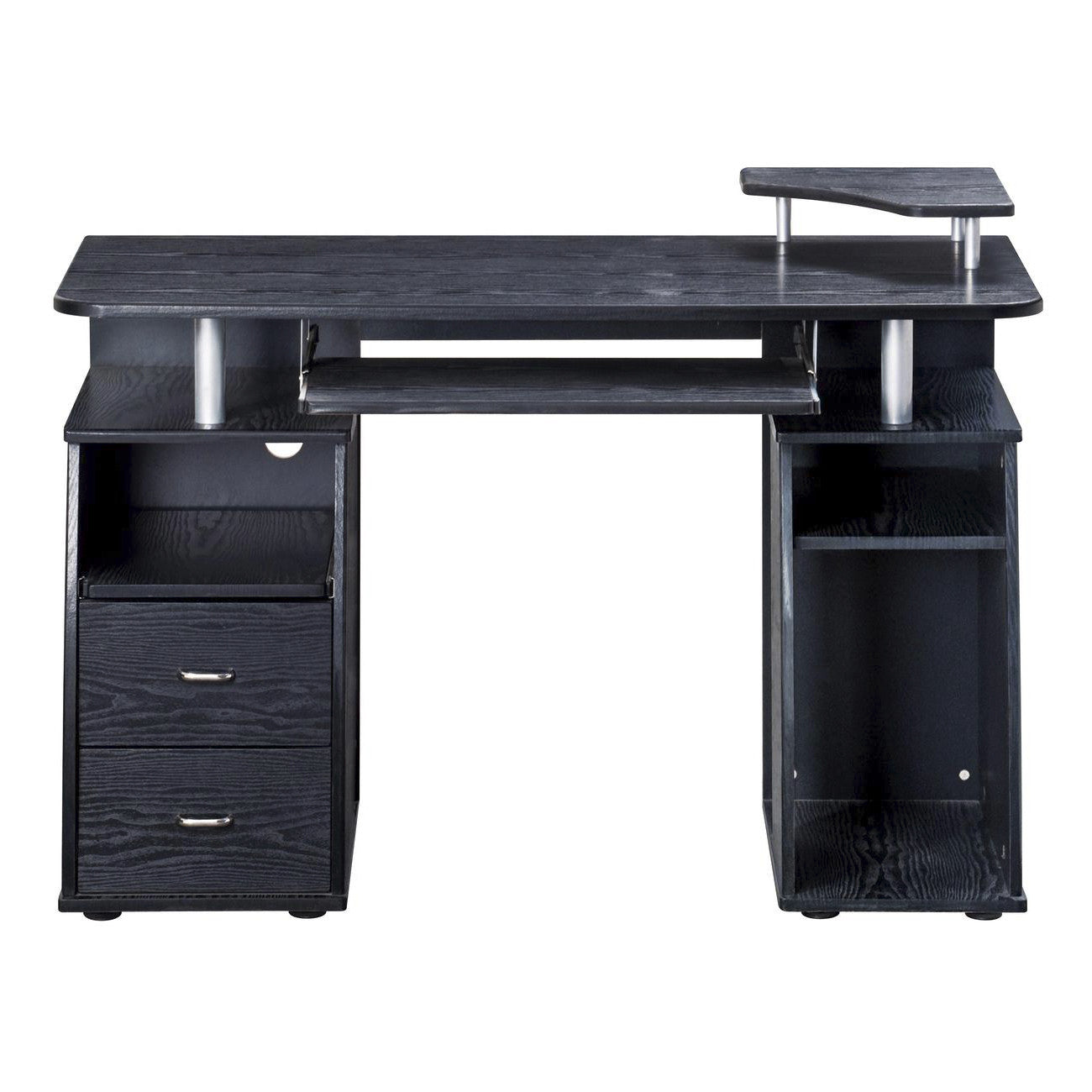 47" Espresso Wood Pedestal Computer Desk With Two Drawers