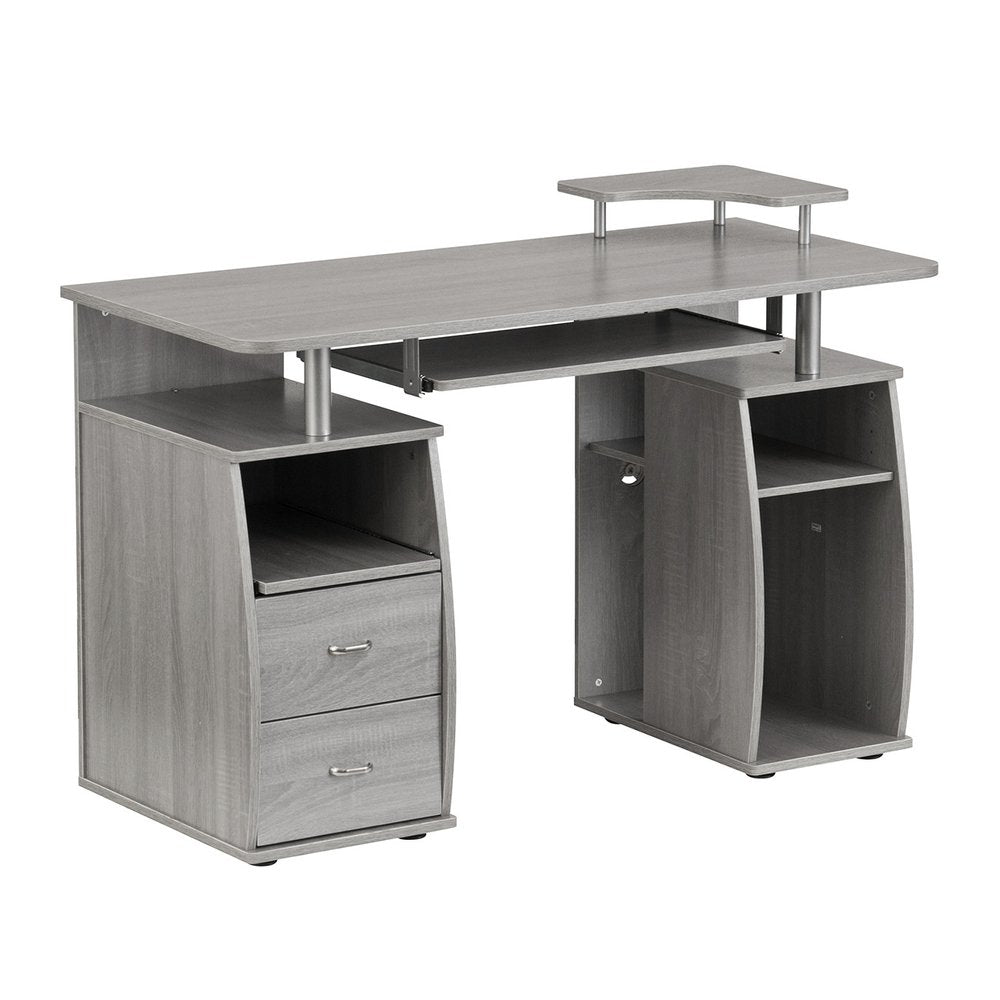 47" Espresso Wood Pedestal Computer Desk With Two Drawers