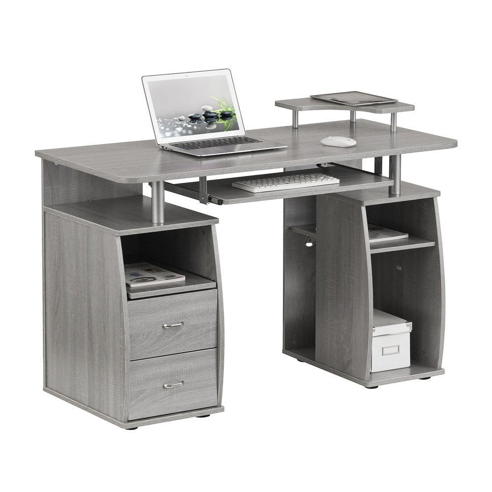 47" Espresso Wood Pedestal Computer Desk With Two Drawers