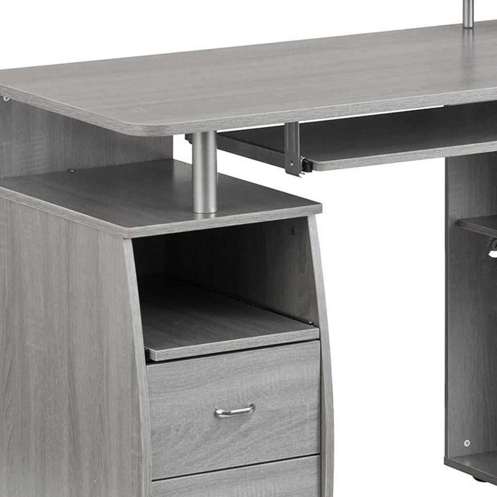 47" Gray Wood Pedestal Computer Desk With Two Drawers