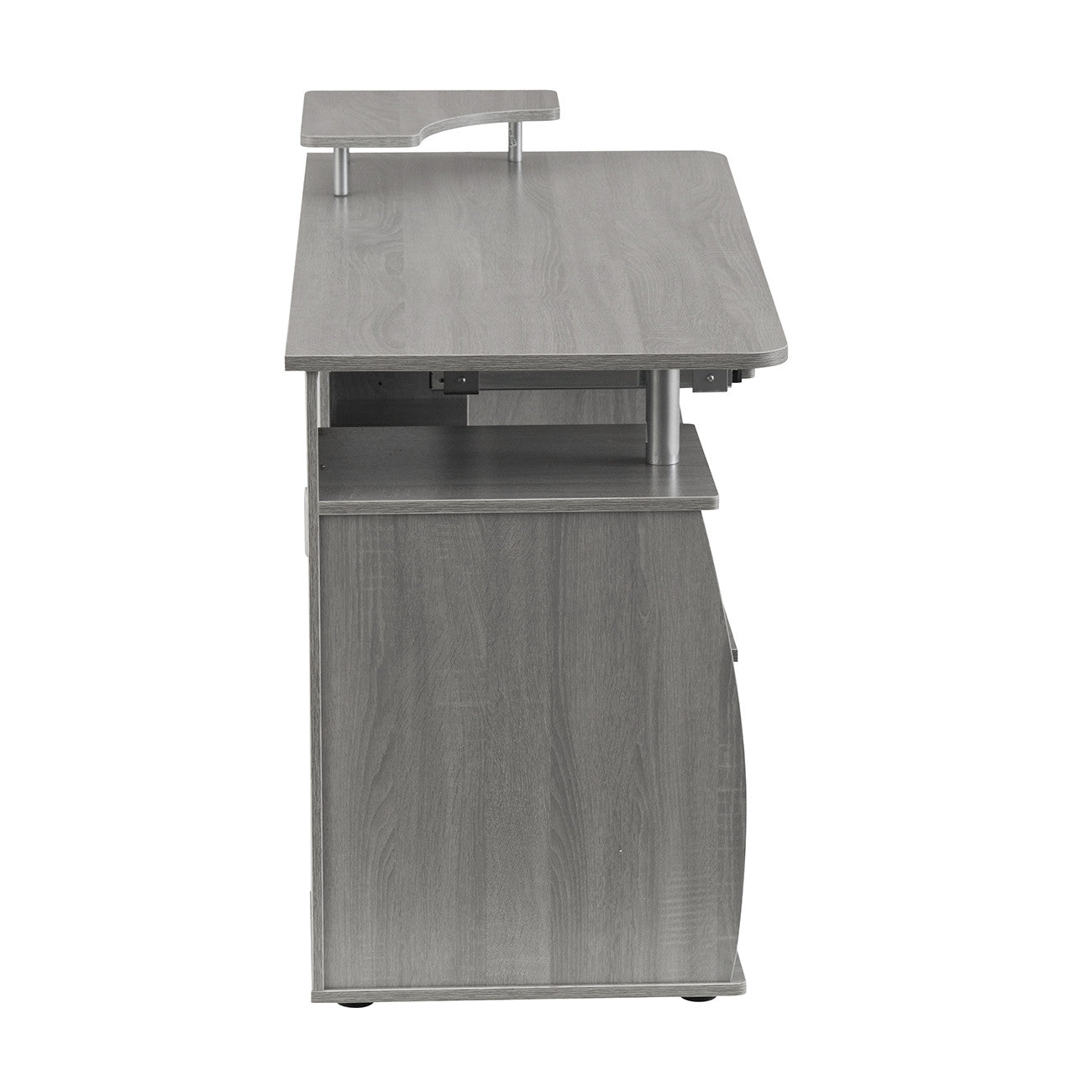 47" Gray Wood Pedestal Computer Desk With Two Drawers
