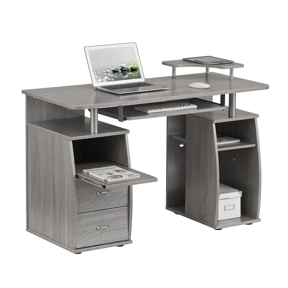 47" Espresso Wood Pedestal Computer Desk With Two Drawers