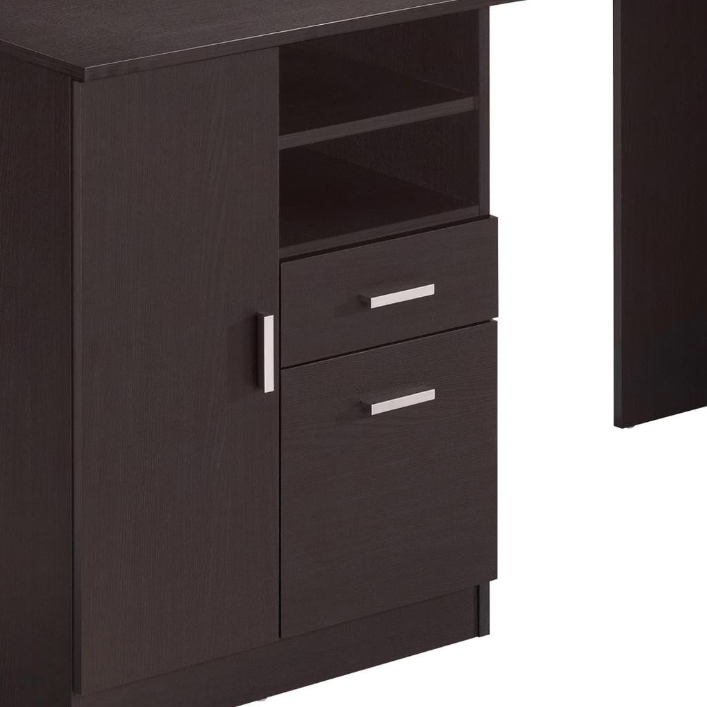 51" Espresso Wood Pedestal Computer Desk With Two Drawers