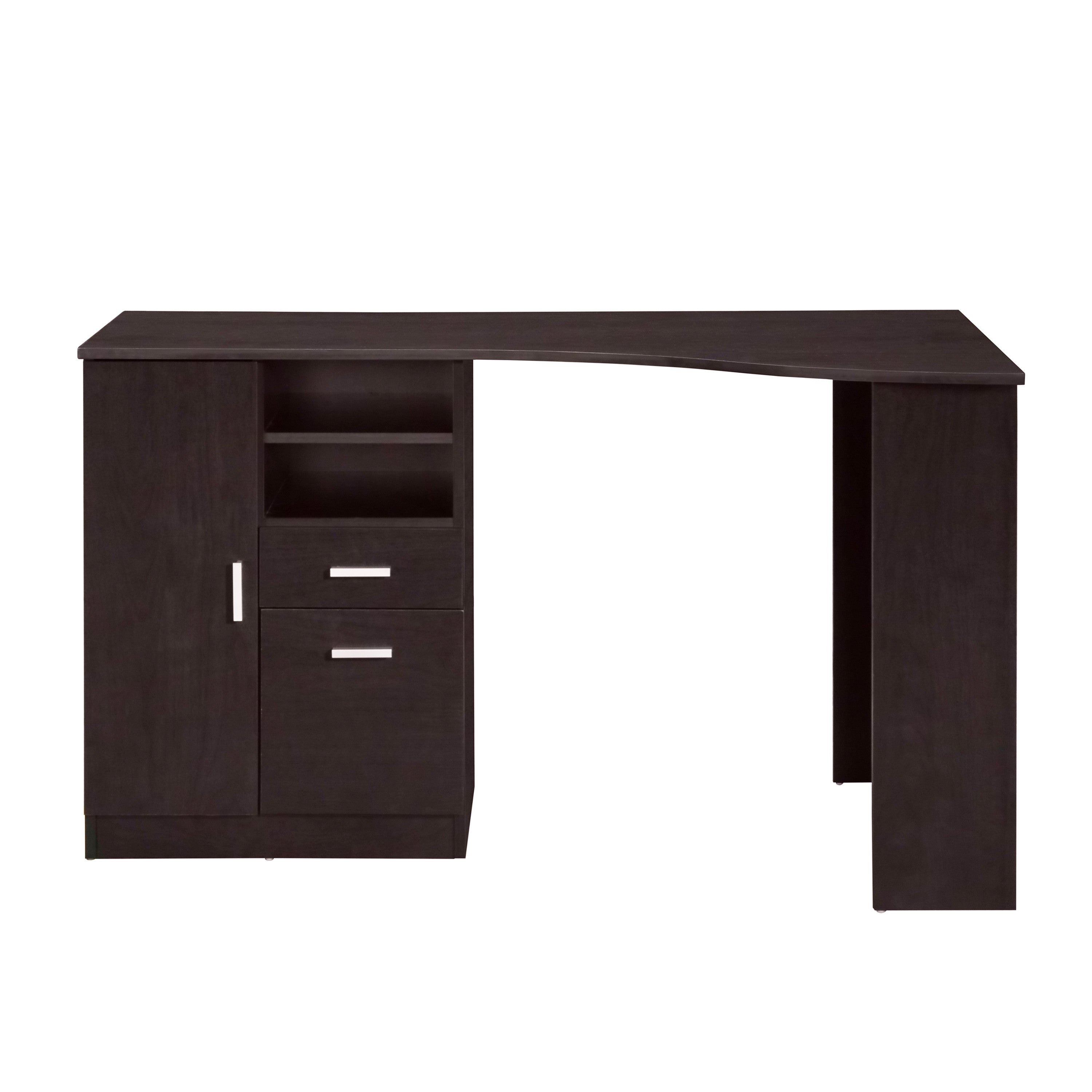 51" Espresso Wood Pedestal Computer Desk With Two Drawers