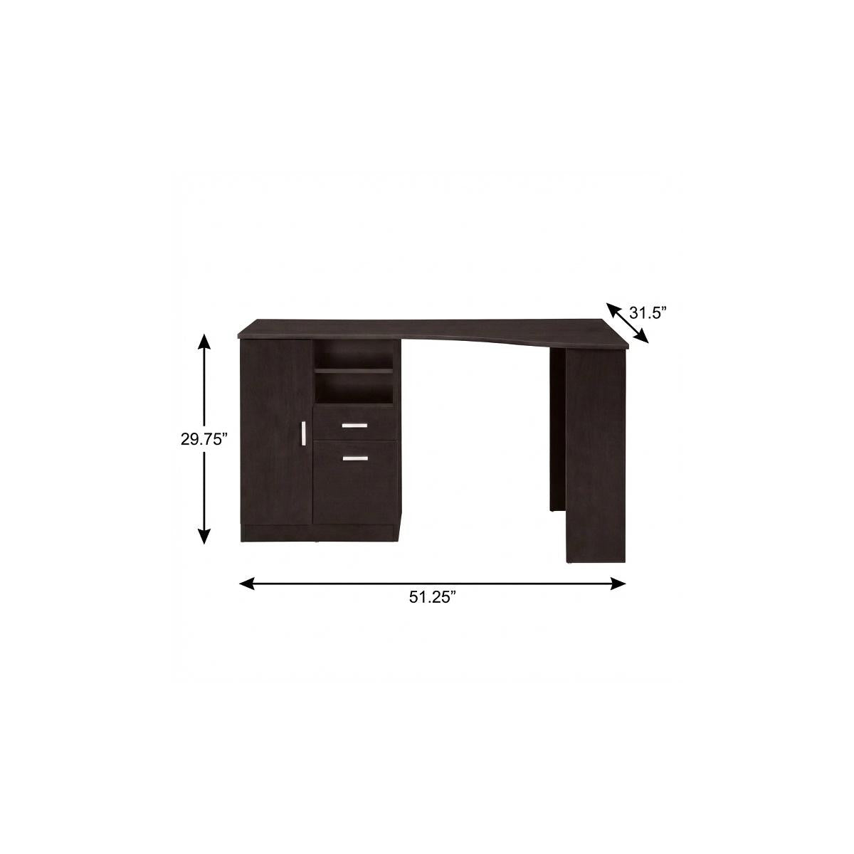 51" Espresso Wood Pedestal Computer Desk With Two Drawers