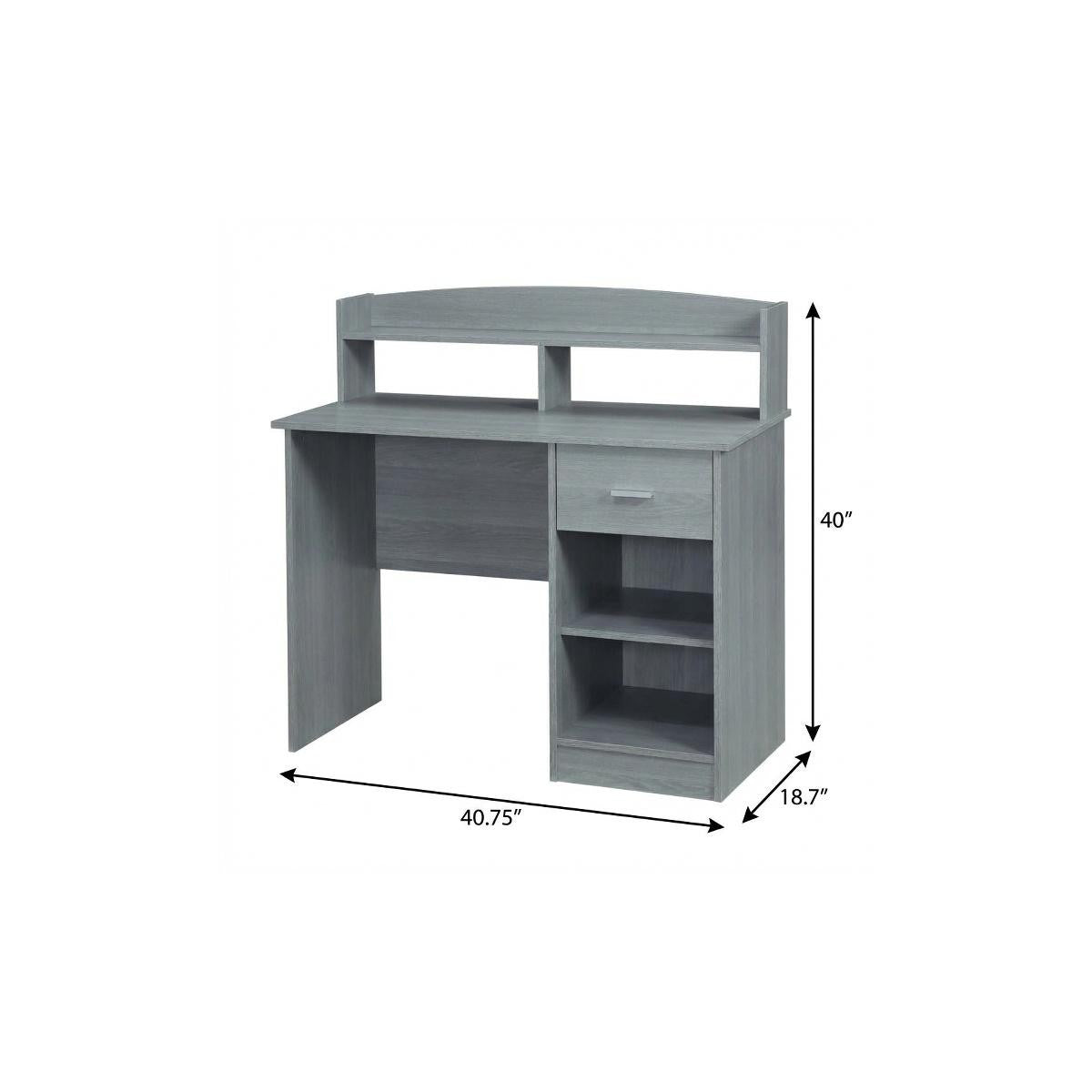 41" Gray Wood Pedestal Computer Desk With Hutch