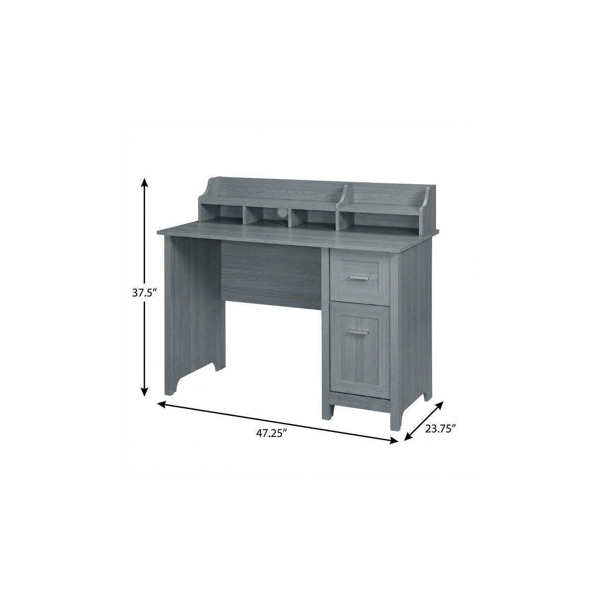 47" Gray Wood Pedestal Writing Desk