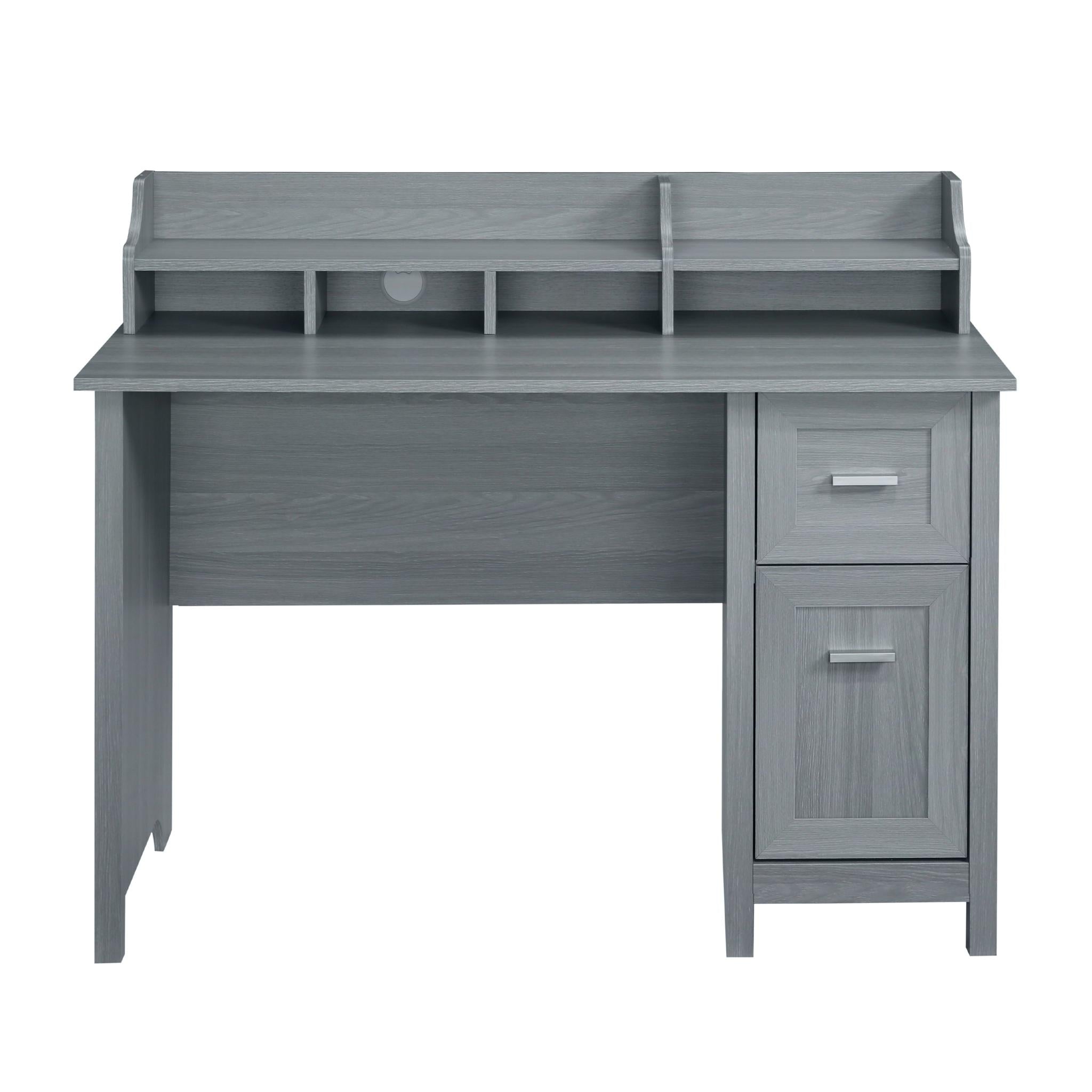 47" Gray Wood Pedestal Writing Desk