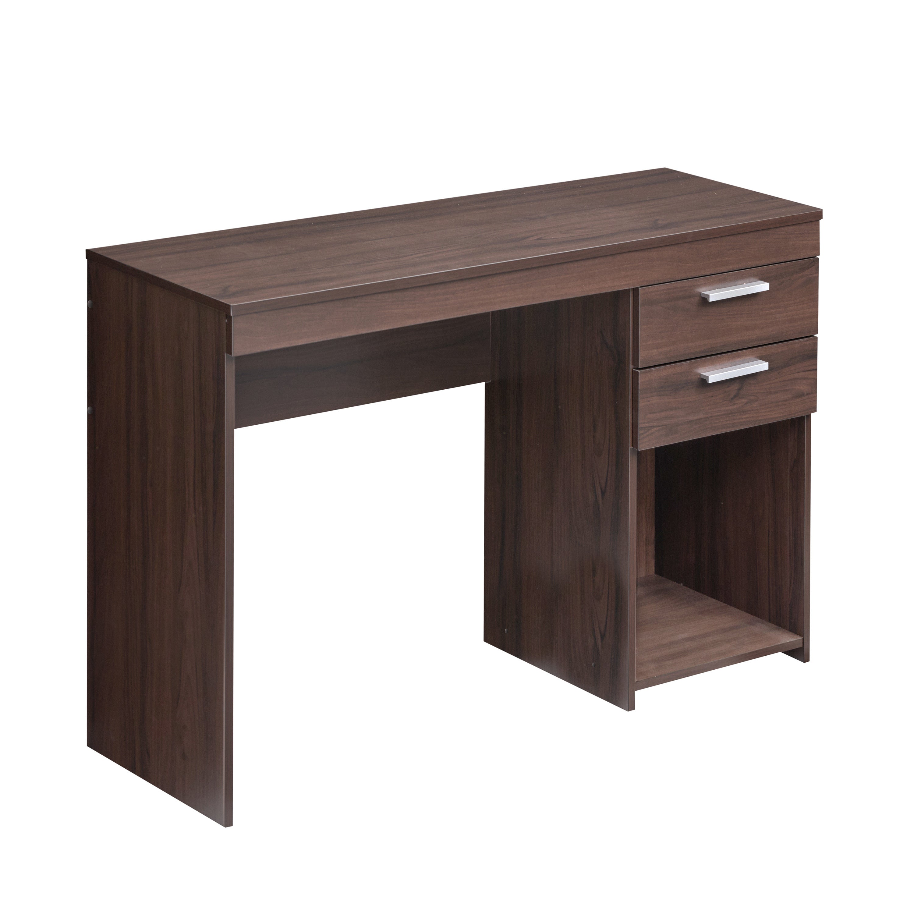 48" Espresso Wood Pedestal Computer Desk With Two Drawers