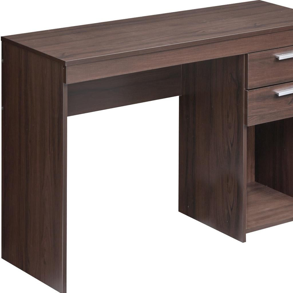 48" Espresso Wood Pedestal Computer Desk With Two Drawers