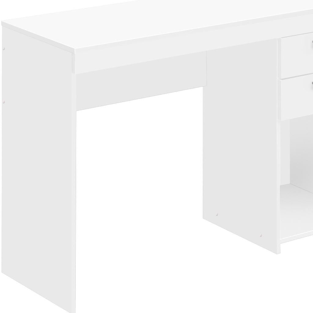 48" White Wood Pedestal Computer Desk With Two Drawers