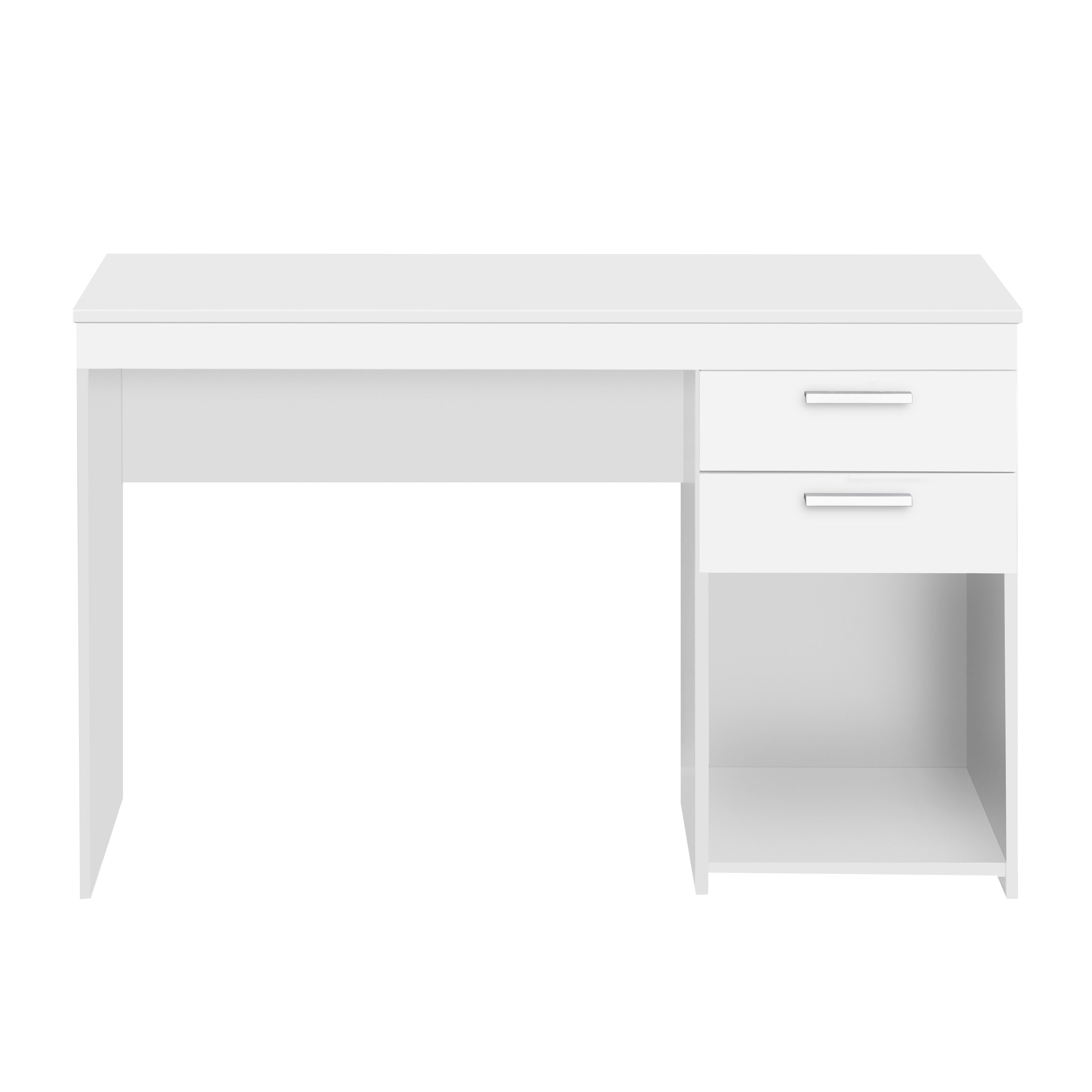 48" White Wood Pedestal Computer Desk With Two Drawers