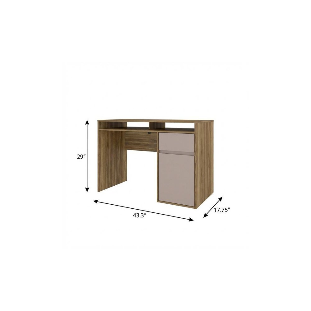 43" Walnut Wood Computer Desk