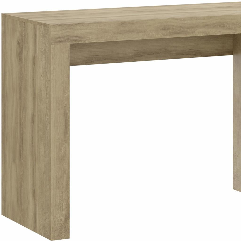 58" Natural Wood Pedestal Computer Desk With Two Drawers