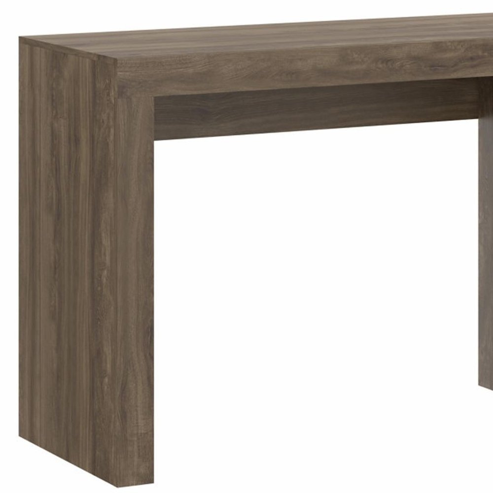 58" Walnut Wood Writing Desk With Two Drawers