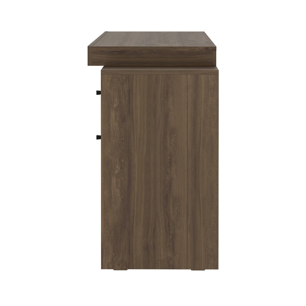 58" Walnut Wood Writing Desk With Two Drawers