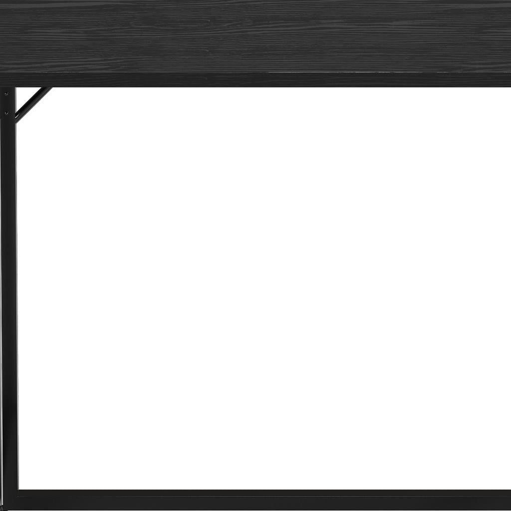 32" Black Wood and Steel Folding Writing Desk
