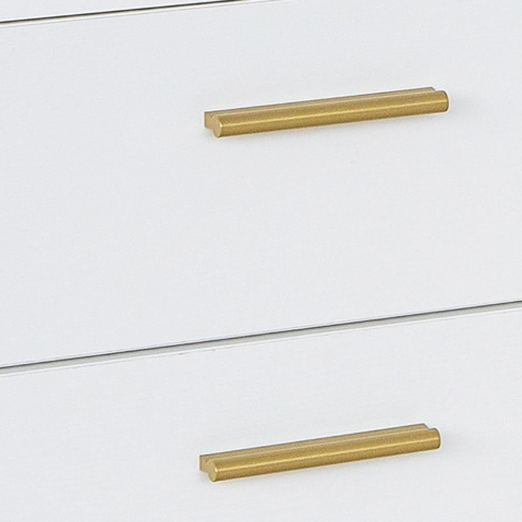 51" White and Gold Wood and Steel Pedestal Executive Desk With Two Drawers