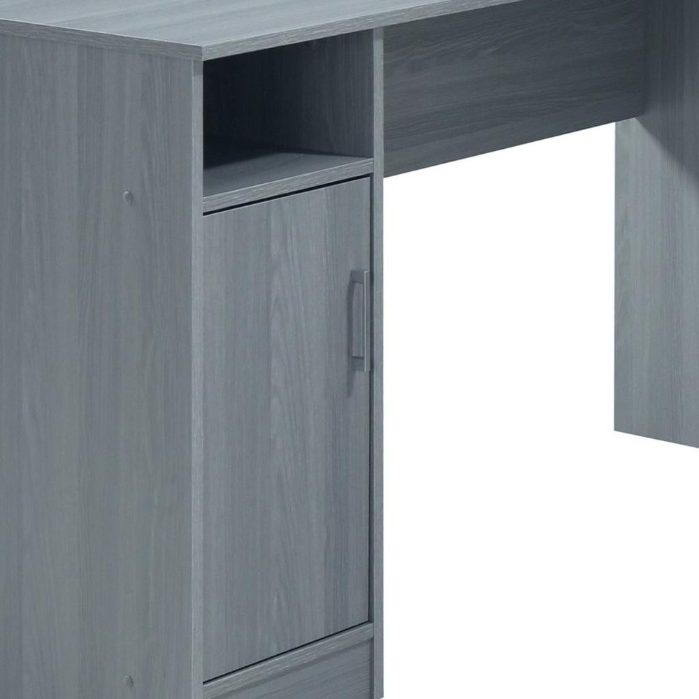 60" Gray Wood L Shape Computer Desk With Two Drawers