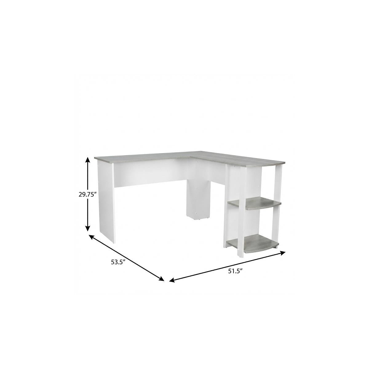 54" White And Gray Wood L Shape Computer Desk