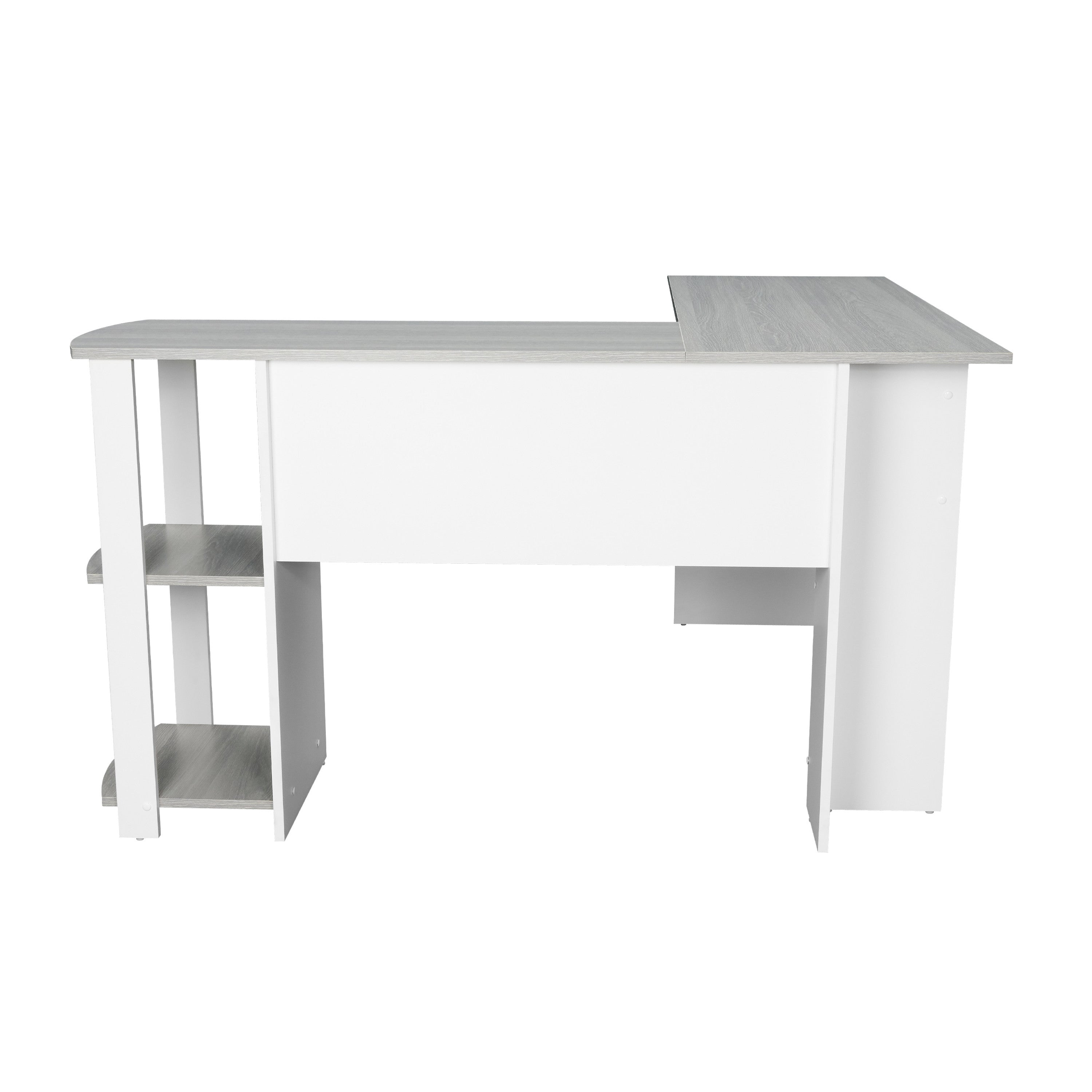 54" White And Gray Wood L Shape Computer Desk